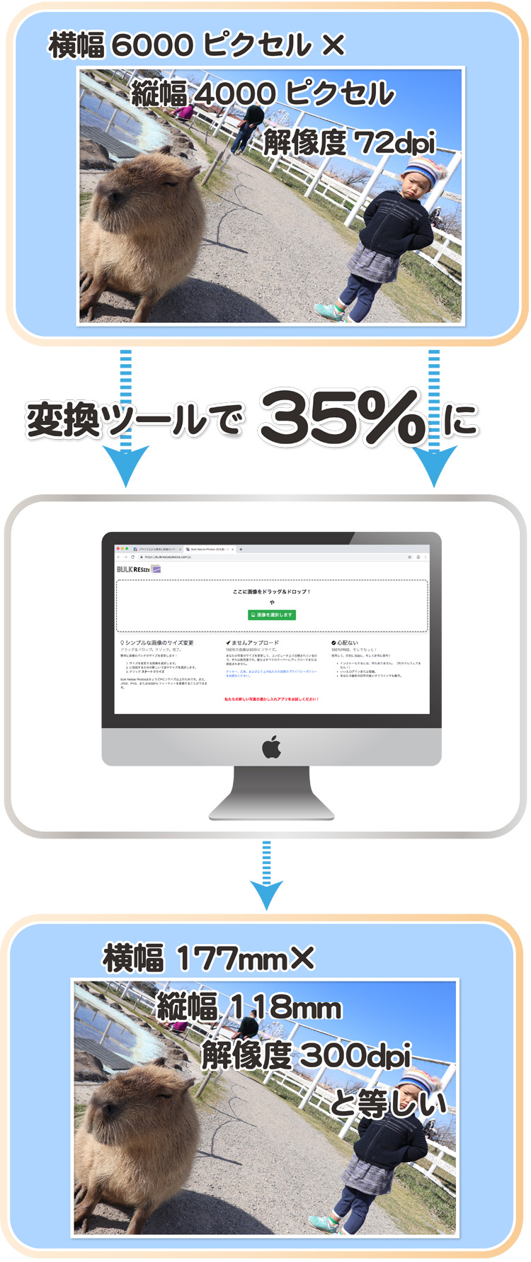 オンラインソフトで35%まで圧縮