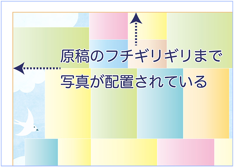 原稿のフチぎりぎりまで写真が配置されてる図
