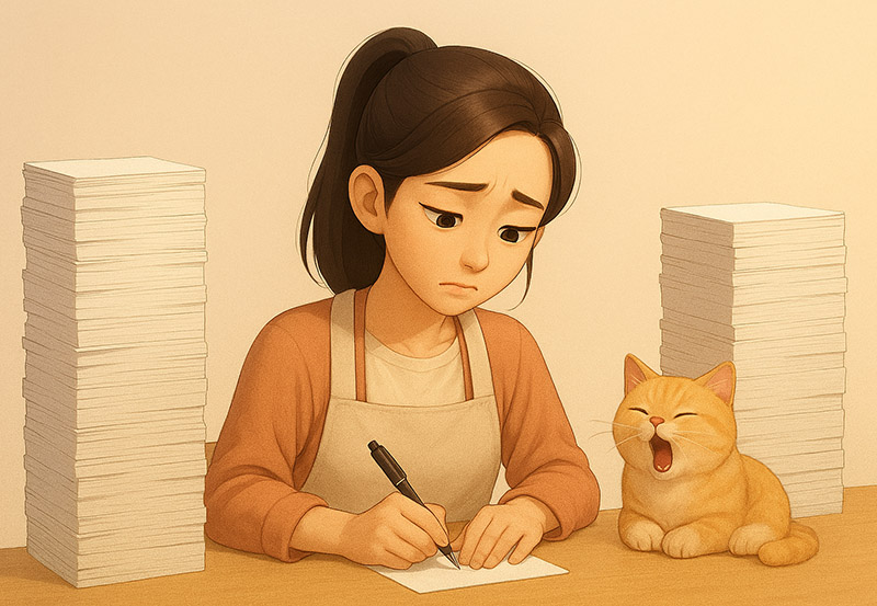 メッセージを書く先生
