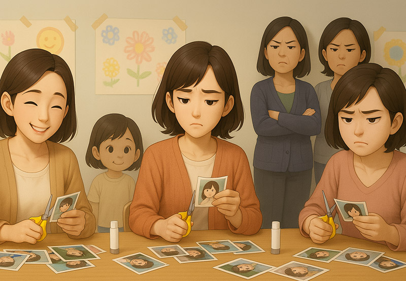 制作を行なってる卒園アルバム委員のメンバー