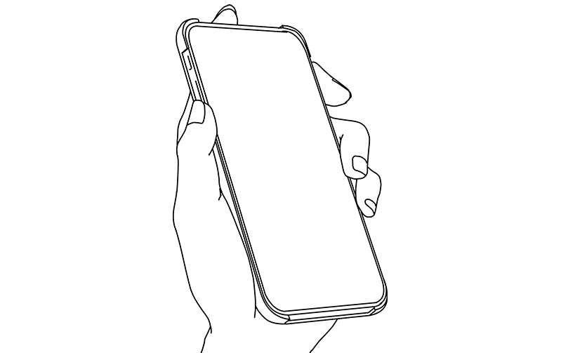 スマホを持つ手の線画