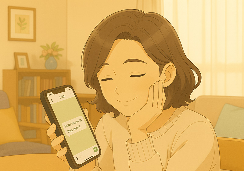 卒園アルバムの見積もり依頼を簡単に済ませて満足そうな母親